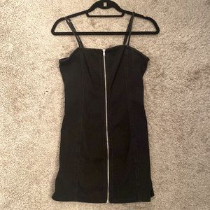 Forever21 Black Zip Up Denim Dress